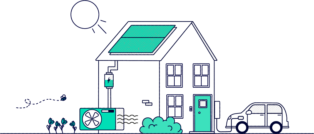 An illustration of an electric home