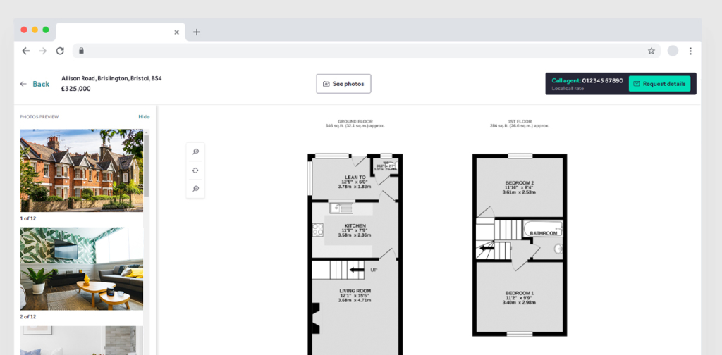 View floorplans and images side by side